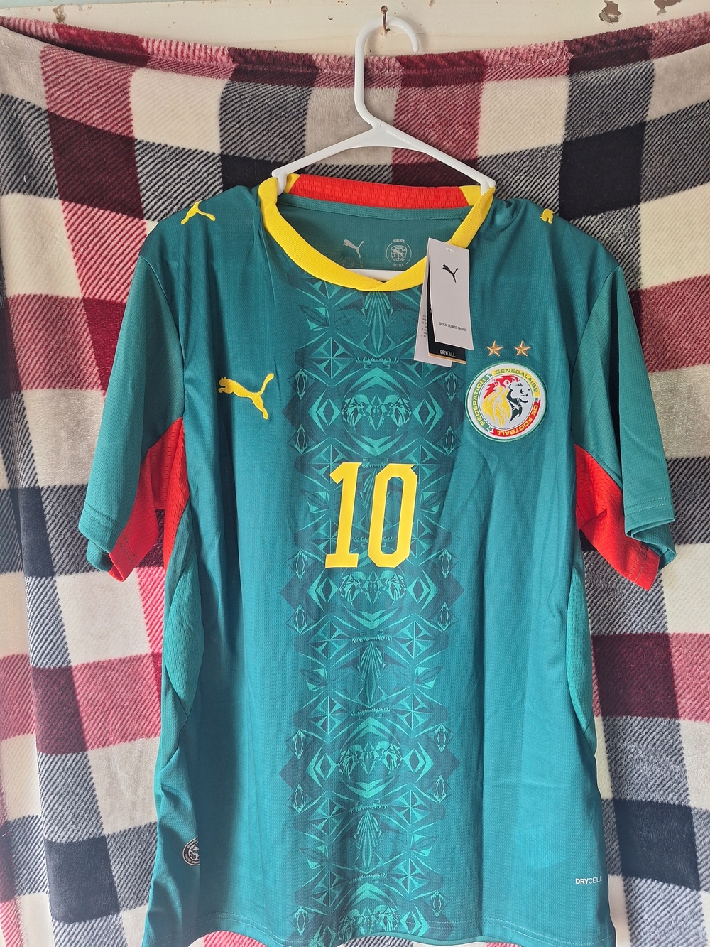 Puma Men’s Teal and Yellow Senegal #10 Football Jersey